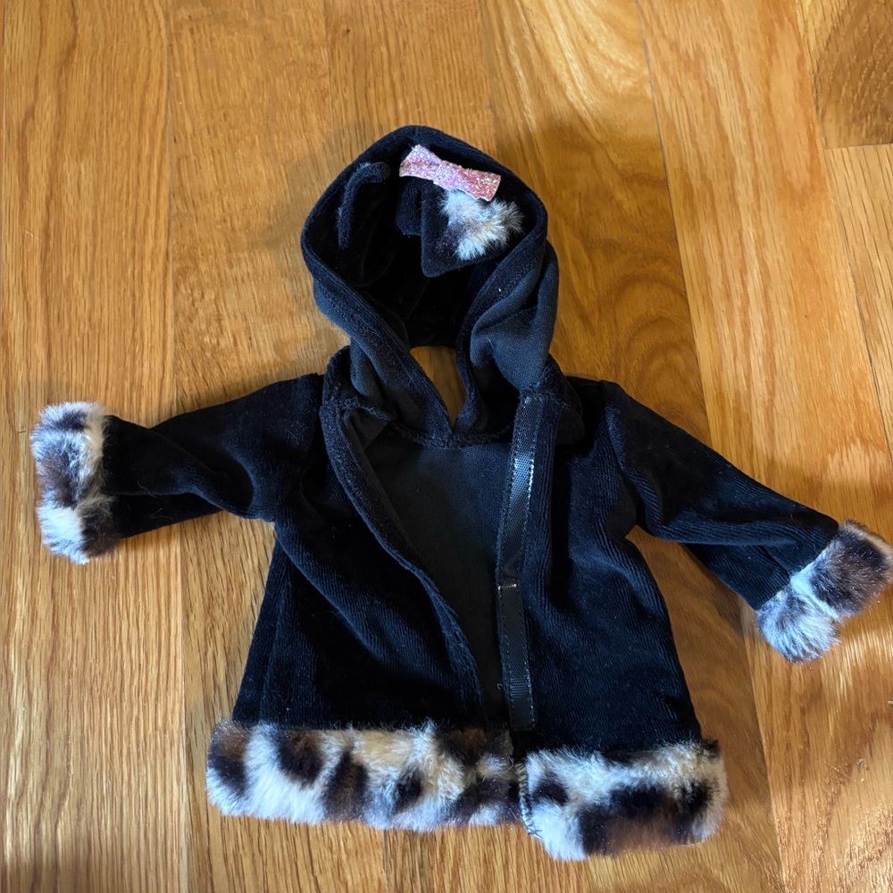 American Girl Doll Black Fur-Trimmed Coat